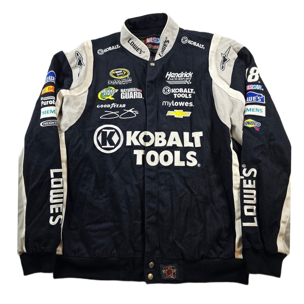 JH Design NASCAR Jimmie Johnson 48 Jacket Mens XL Black Cotton Lowe's Kobalt